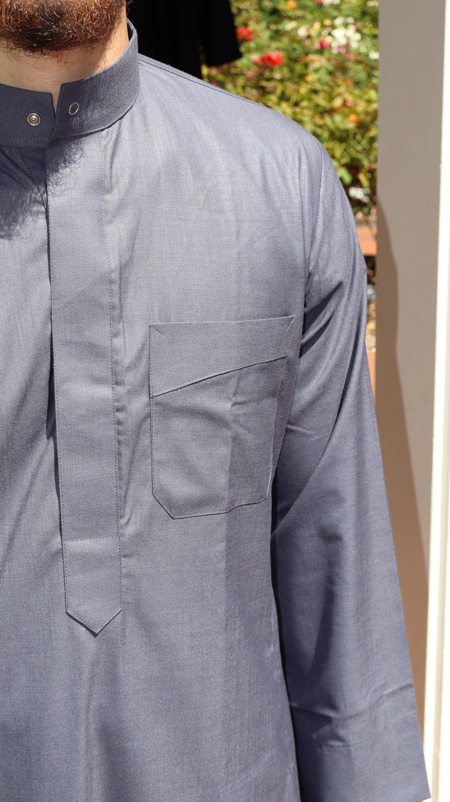 Luxury Gray Thobe for Men – Emirati-Style Jubba with Mandarin Collar | Ideal for Eid, Jumu’ah, Weddings, Events & Islamic Wear